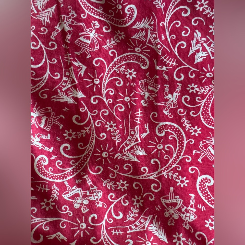 40s Inspired Red Novelty Print Paisley Dress Sz SM - Picture 6 of 12